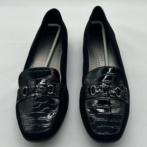 Karen Scott Shoes Womens 9M Black‎ Croc Patent Leather Jazmin Loafers Flat NEW